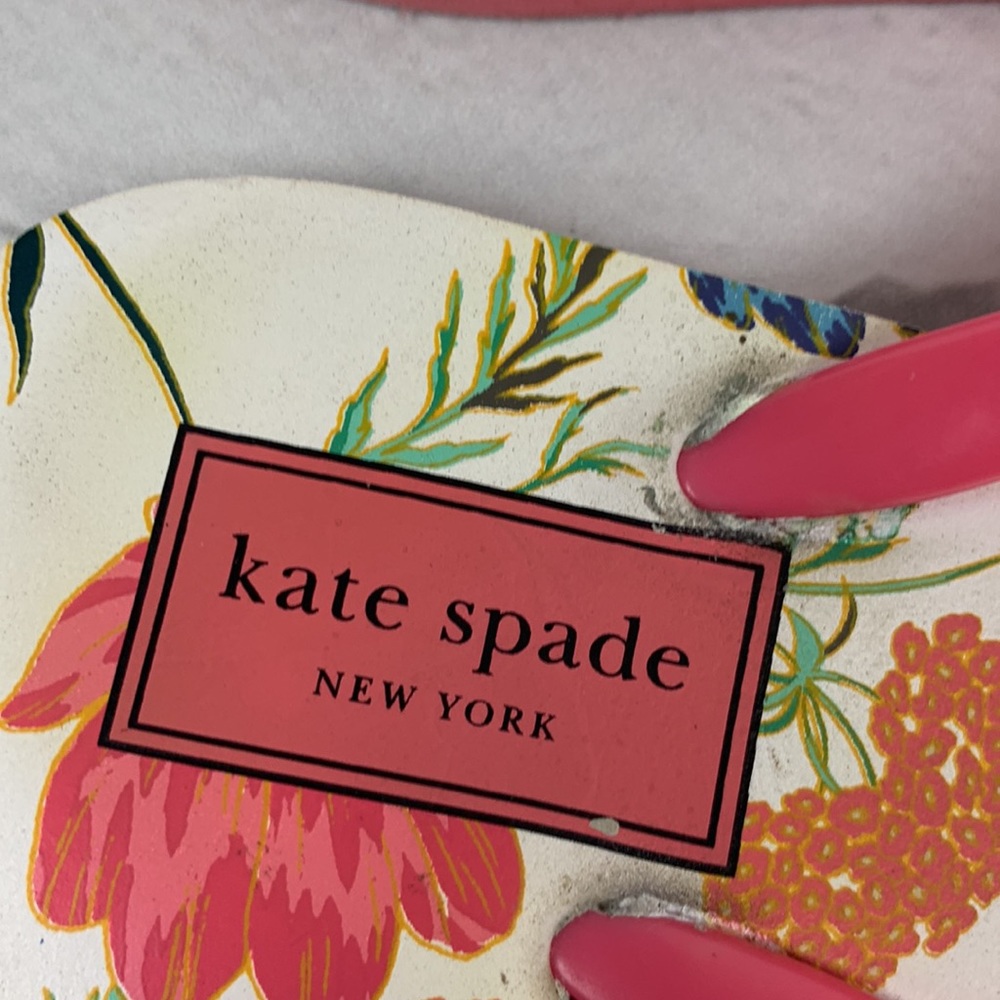 Kate Spade flip Flop Bow Floral Sandals Size 5-6 Pink white - Picture 6 of 11